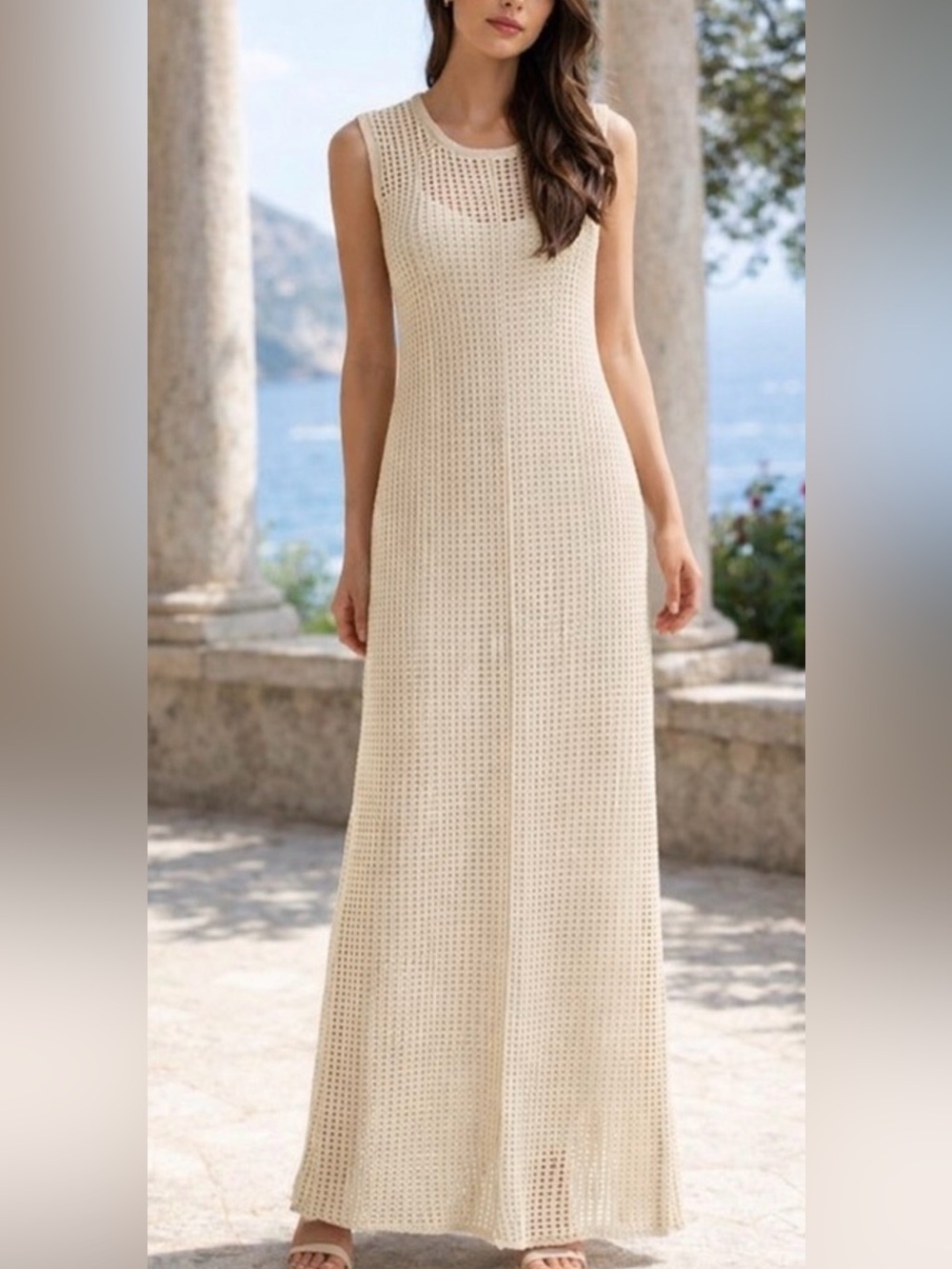 Le AL.X Knit Crochet 100% Cotton Slip Dress